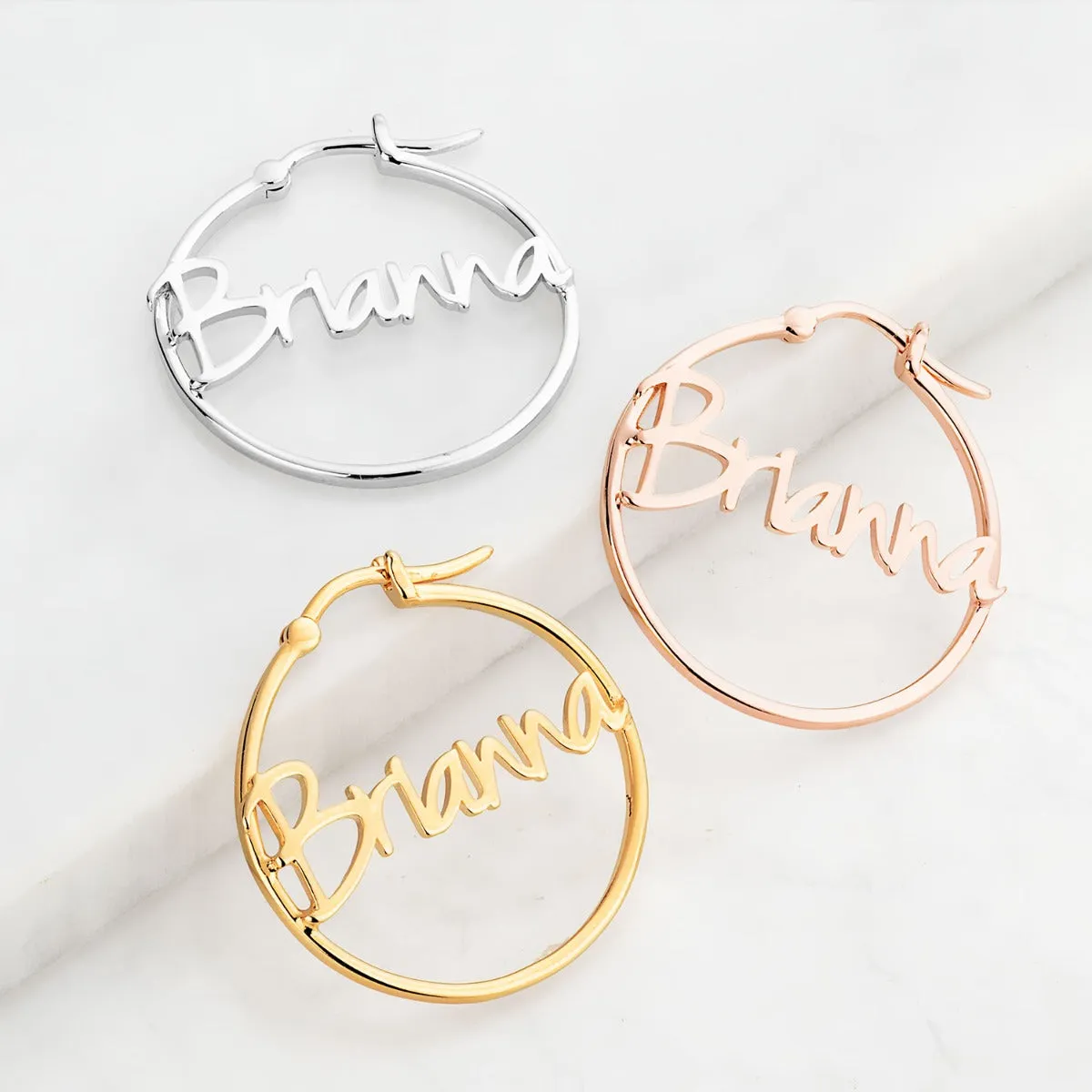 Personalized Name Small Hoop Earrings sold by Limoges Jewelry