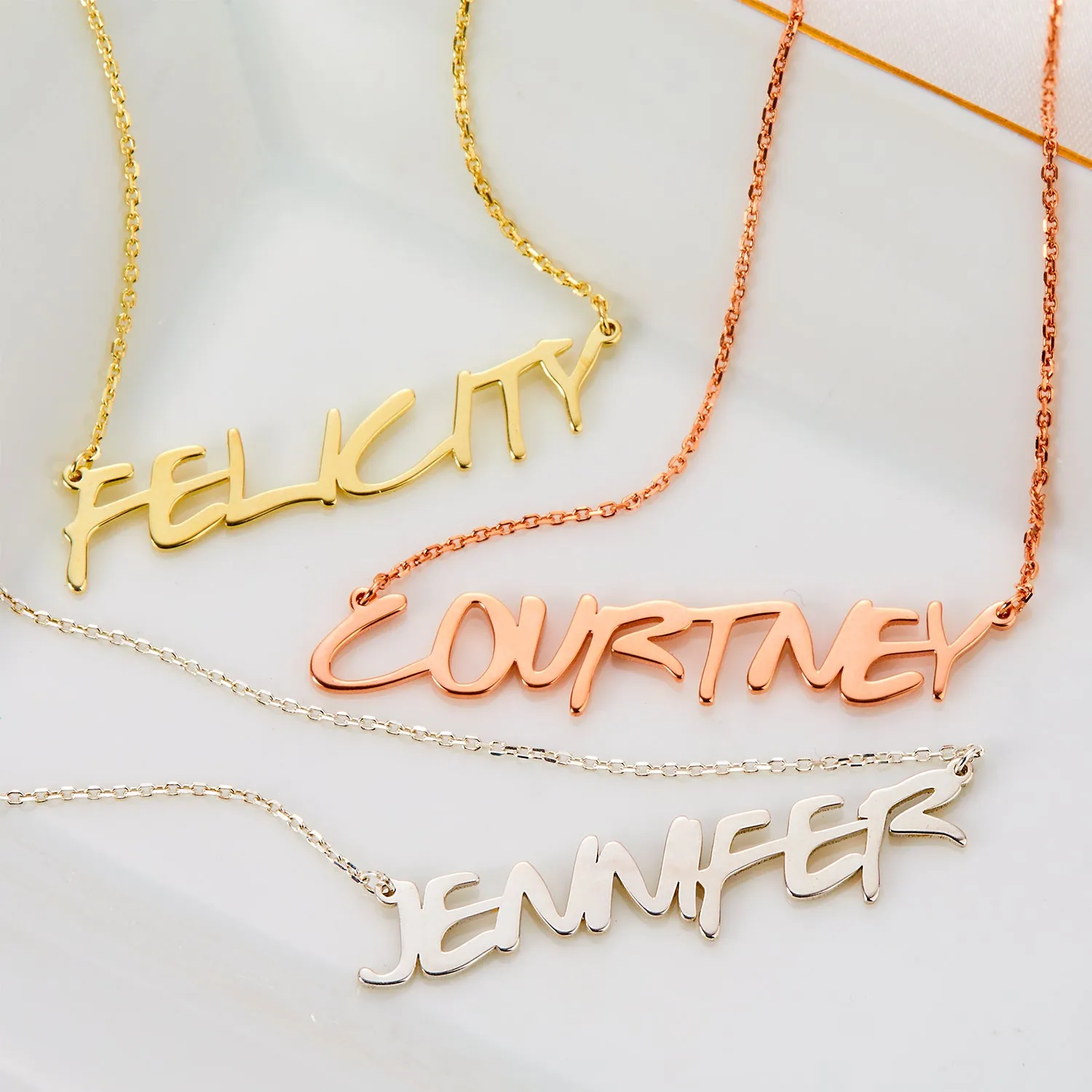 Sterling Silver Modern Uppercase Name Plaque sold by Limoges Jewelry product image thumbnail 2