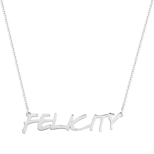 Sterling Silver Modern Uppercase Name Plaque sold by Limoges Jewelry