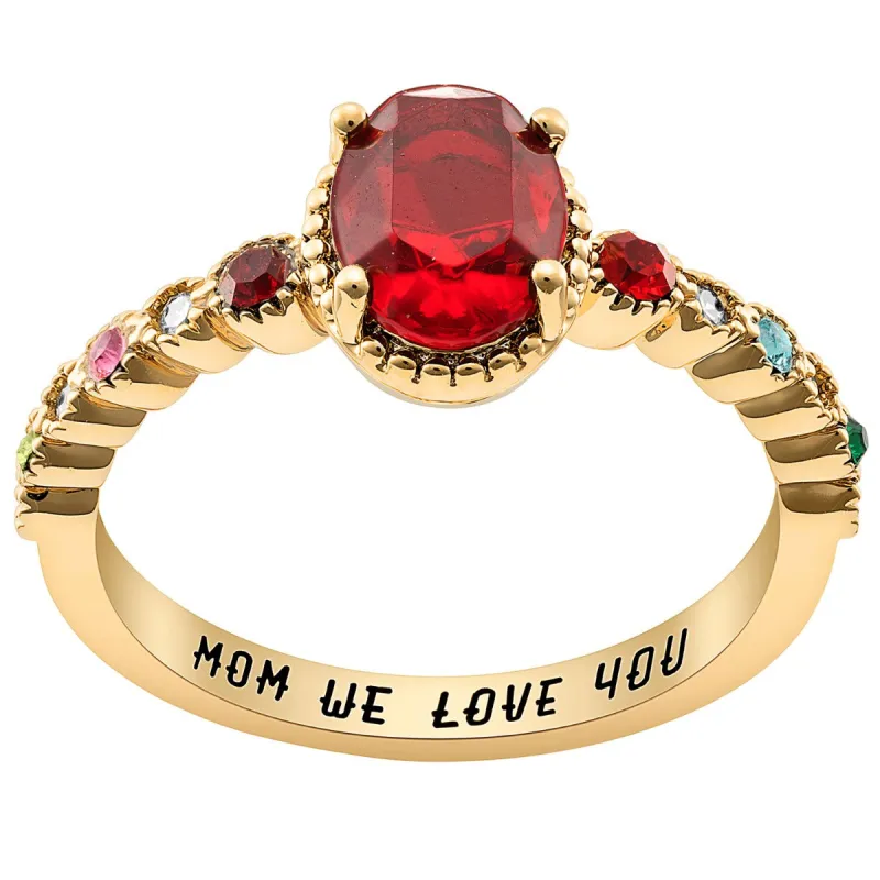 14K Gold Plated Mother's and Family Oval Birthstone Ring sold by Limoges Jewelry