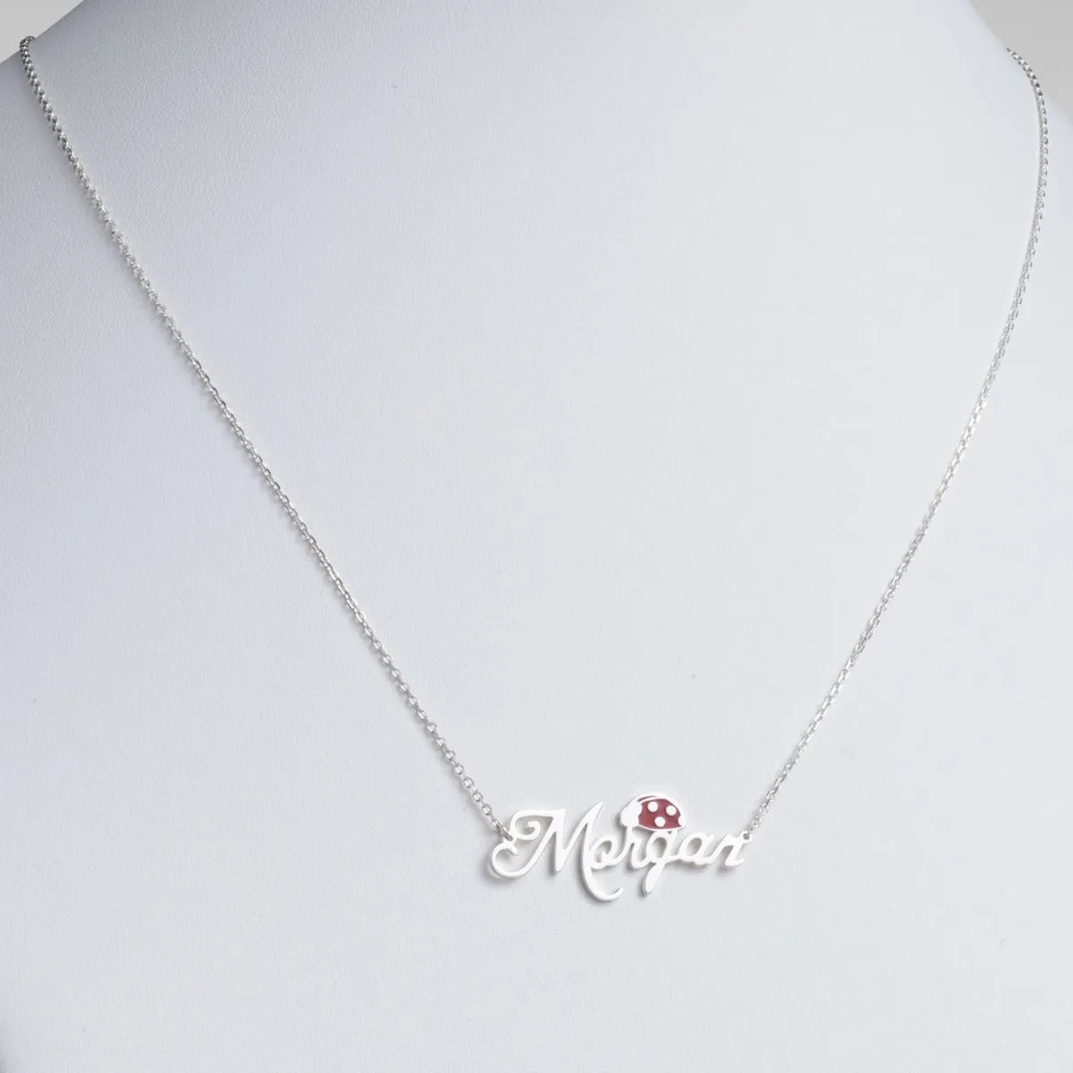 Script Name with Enamel Ladybug Necklace sold by Limoges Jewelry product image thumbnail 2