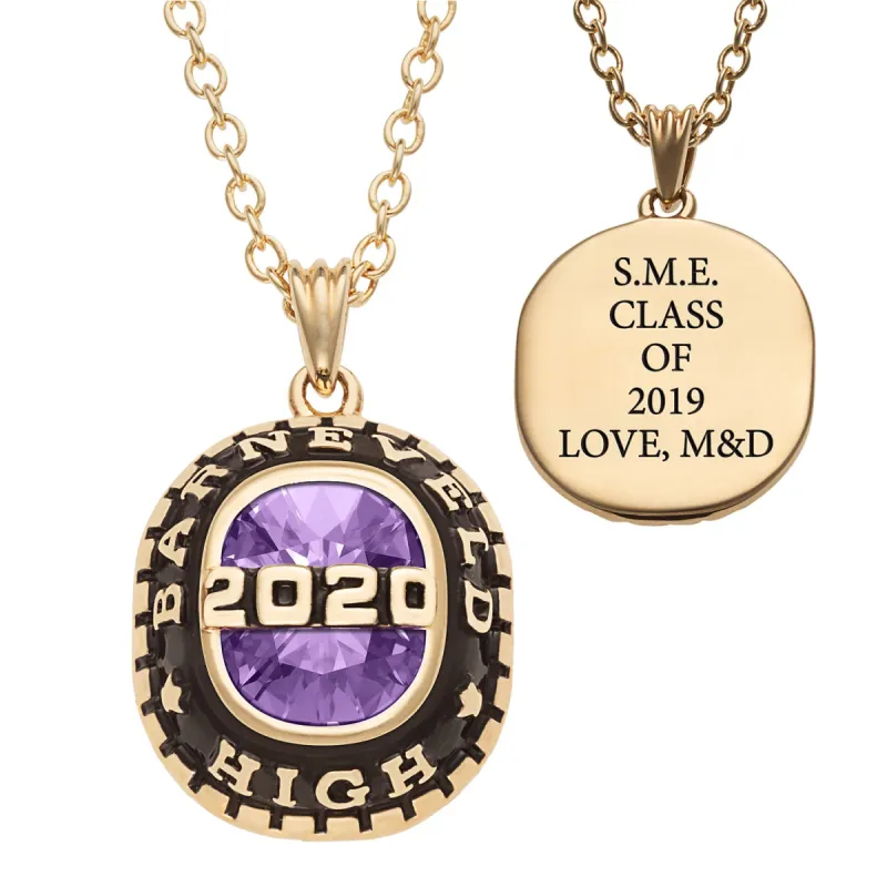 14K Gold over Sterling Top Bridge Cushion-cut Birthstone Graduation Pendant sold by Limoges Jewelry