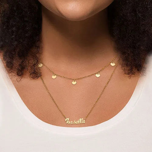 10K Yellow Gold Layered Name Necklace with Heart Charms sold by Limoges Jewelry product image thumbnail 3