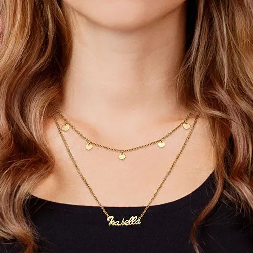 10K Yellow Gold Layered Name Necklace with Heart Charms sold by Limoges Jewelry product image thumbnail 4