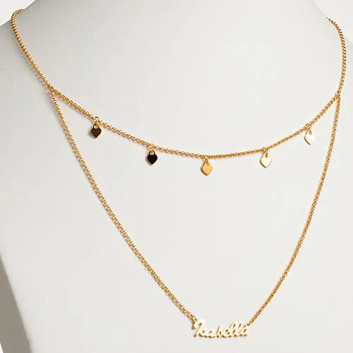 10K Yellow Gold Layered Name Necklace with Heart Charms sold by Limoges Jewelry product image thumbnail 2