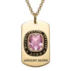 Men's Gold CELEBRIUM Personalized Cushion Cut Birthstone Graduation Dog Tag Necklace sold by Limoges Jewelry