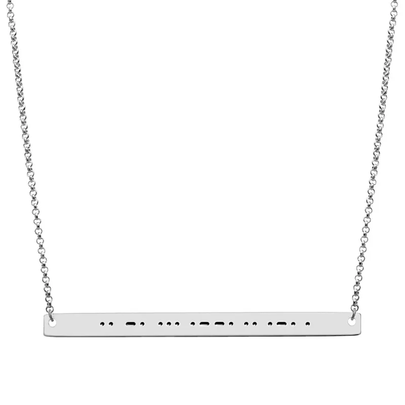 Silver Plated Morse Code Bar Necklace made by Limoges Jewelry