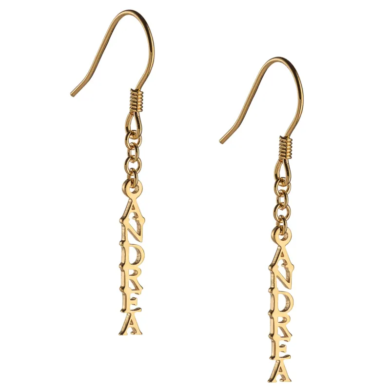 14K Gold over Sterling Personalized Name Dangle Earring sold by Limoges Jewelry