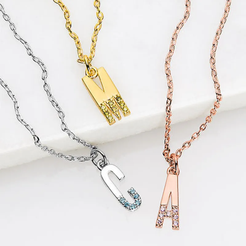 Bold Initial Dipped Birthstone Necklace sold by Limoges Jewelry