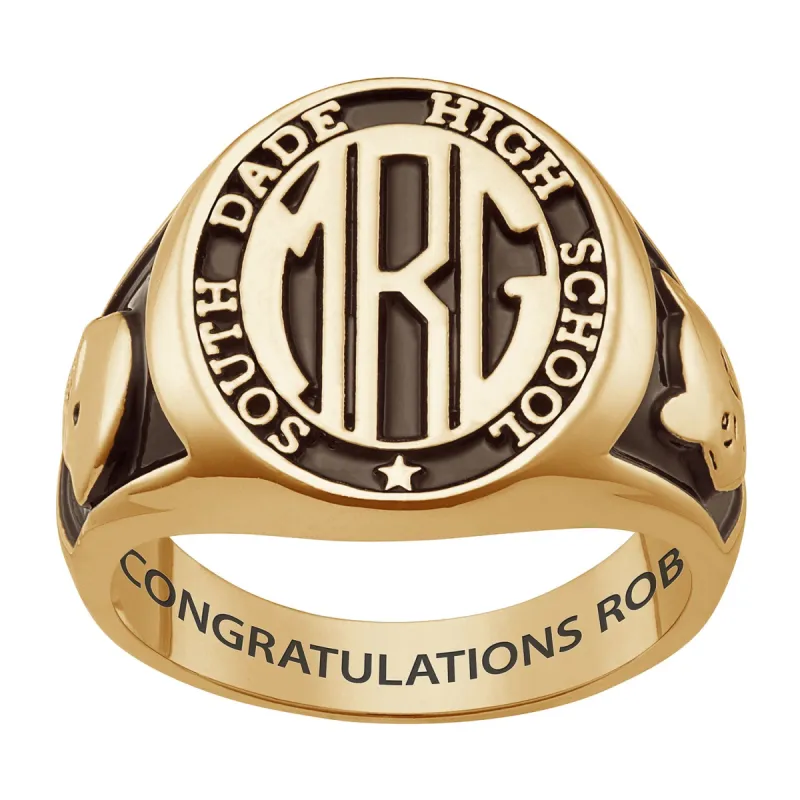 Men's 14K Gold over Sterling Signet Oval Class Ring sold by Limoges Jewelry