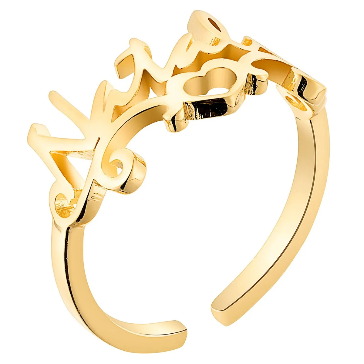 14K Gold Plated Script Name with Heart Scroll Ring sold by Limoges Jewelry product image thumbnail 2