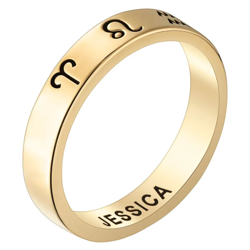 14K Gold Plated Zodiac Band Ring sold by Limoges Jewelry