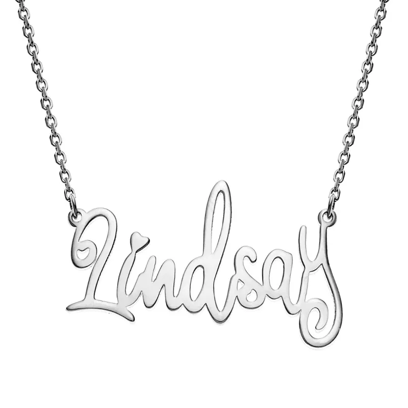 Sterling Silver Fancy Script Name Necklace sold by Limoges Jewelry