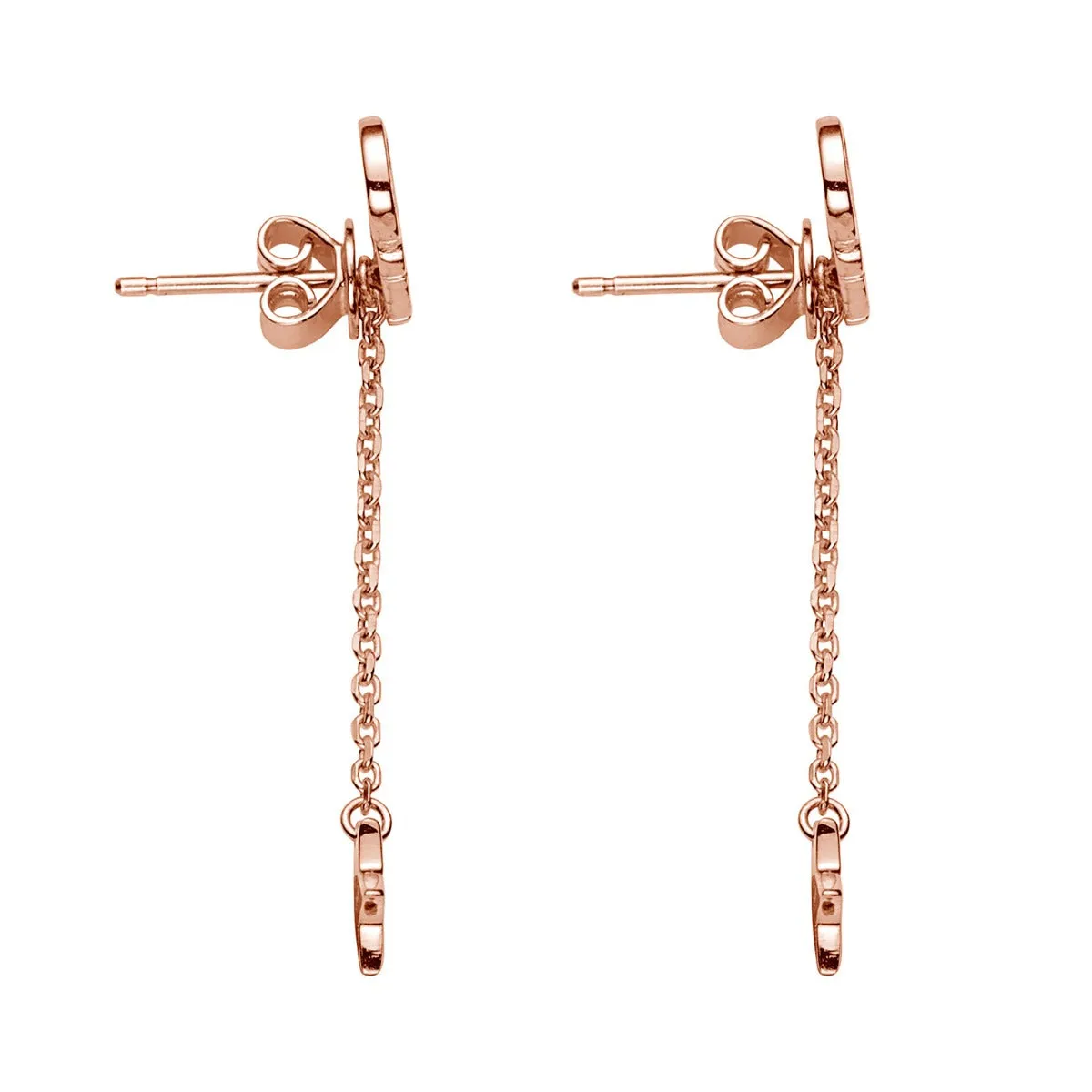 14K Rose Gold over Sterling Name with Moon Charm Dangle Crawler Earrings sold by Limoges Jewelry product image thumbnail 4