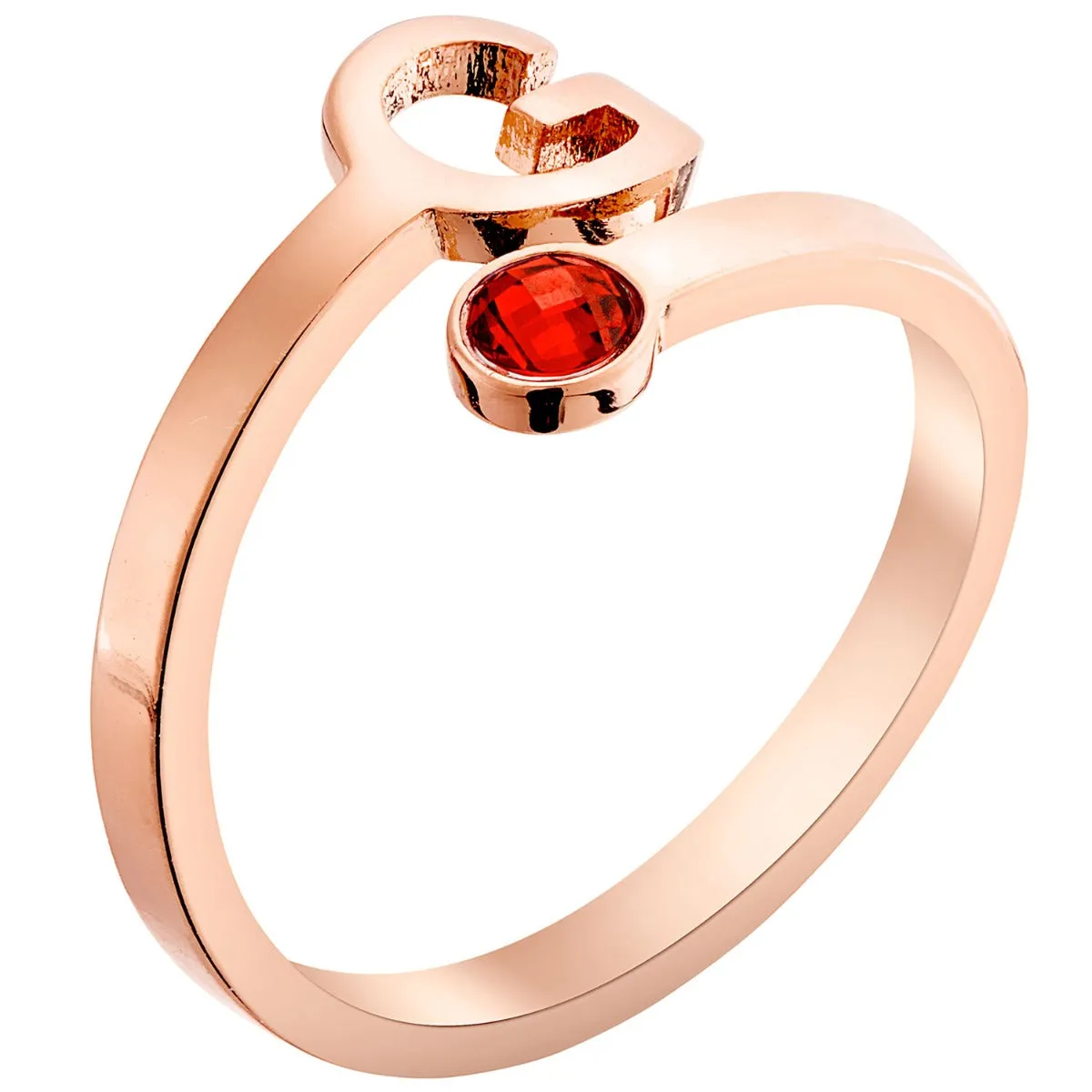 14K Rose Gold Plated Initial and Birthstone Bypass Ring sold by Limoges Jewelry product image thumbnail 2