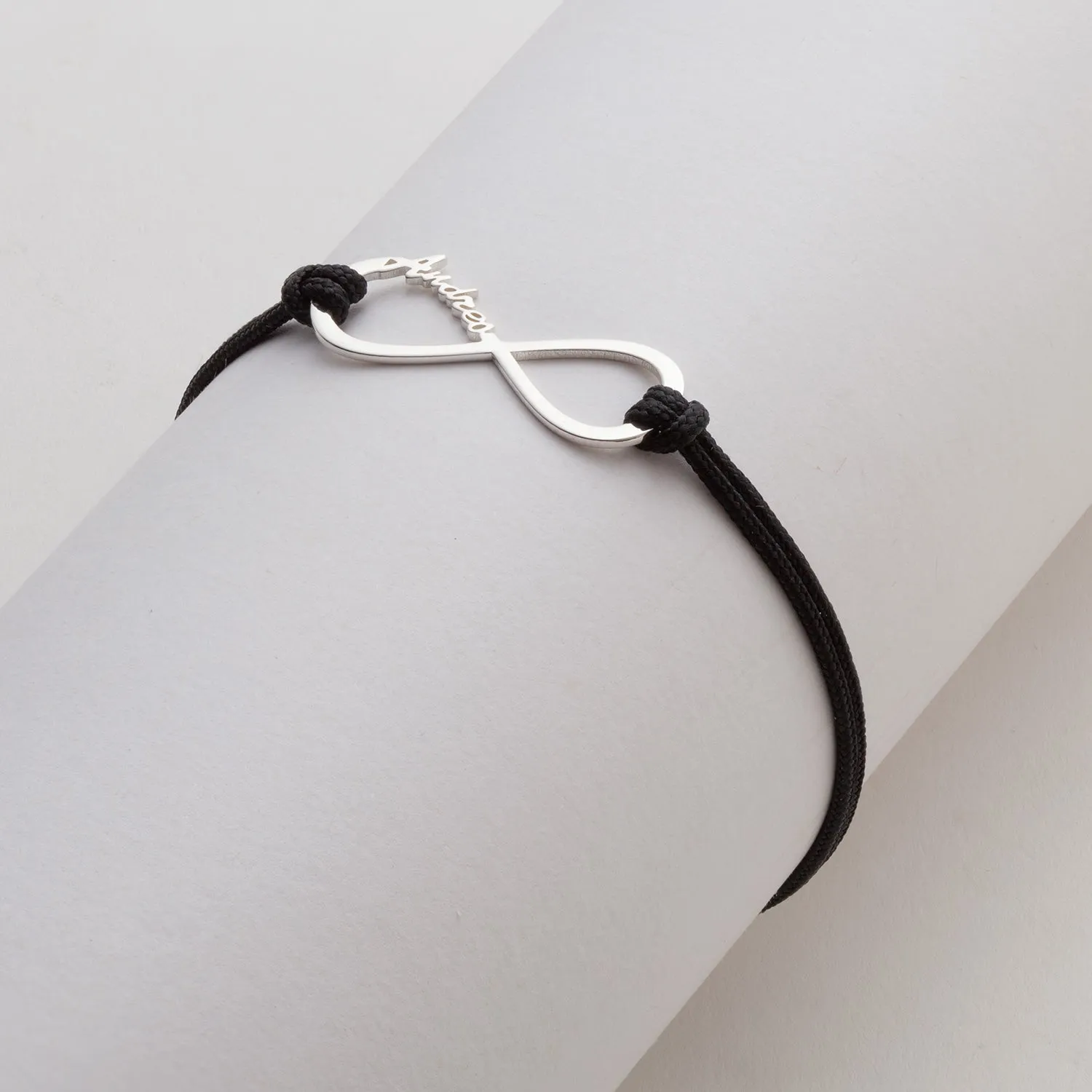 Sterling Silver Personalized Name Infinity with Black Cord Bracelet sold by Limoges Jewelry product image thumbnail 2