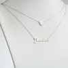 Sterling Silver Script Name and Heart Layered Double Necklace sold by Limoges Jewelry