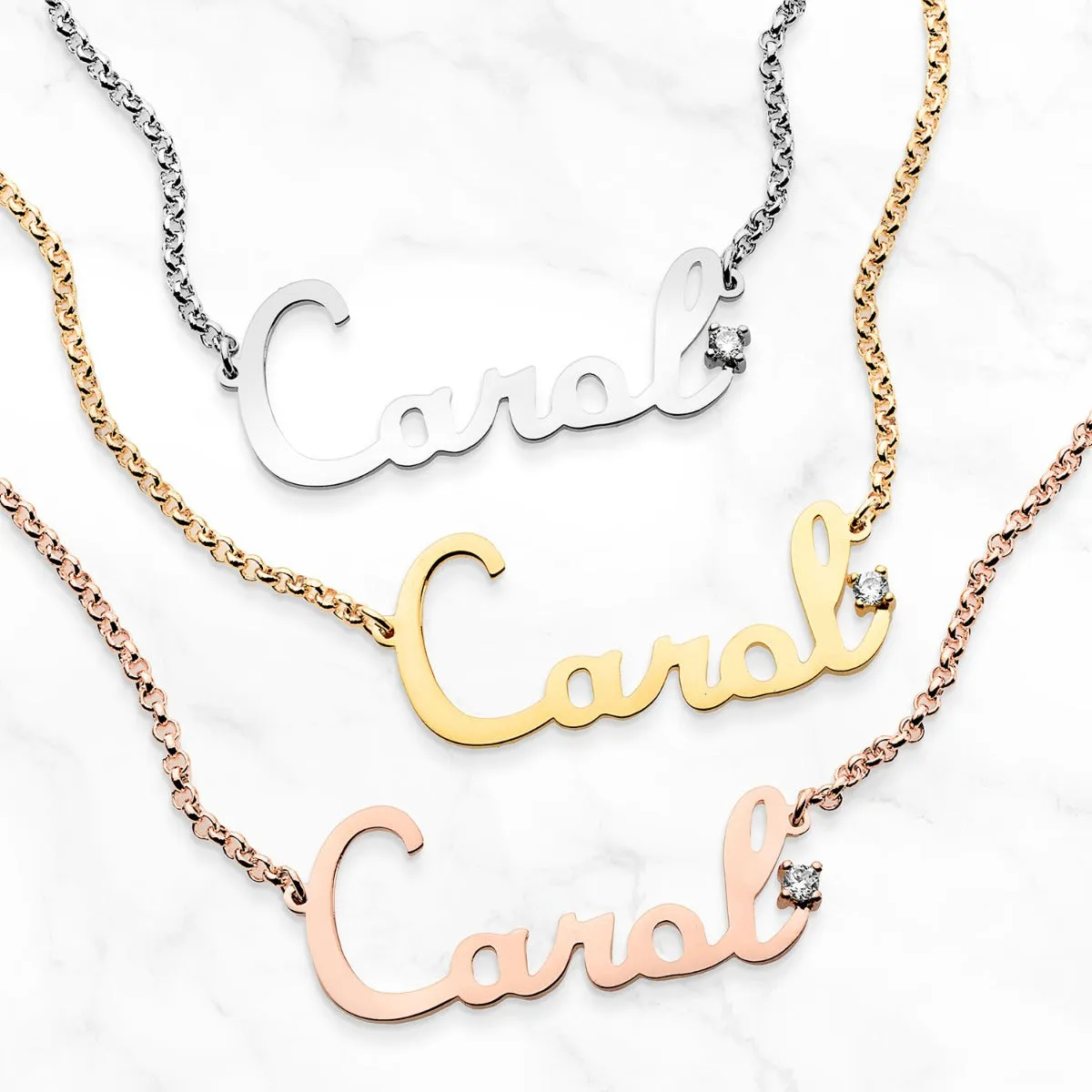 Personalized Script Name with Birthstone Accent Necklace sold by Limoges Jewelry