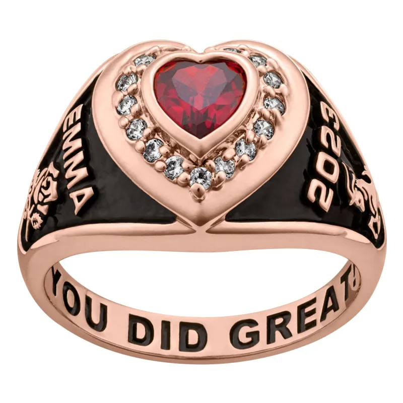 Ladies' Class Ring in Rose Gold Over Celebrium sold by Limoges Jewelry