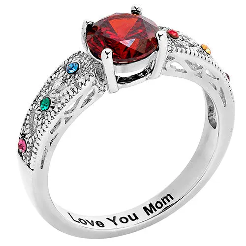 Silver Plated Filigree Family Birthstone Ring sold by Limoges Jewelry product image thumbnail 2