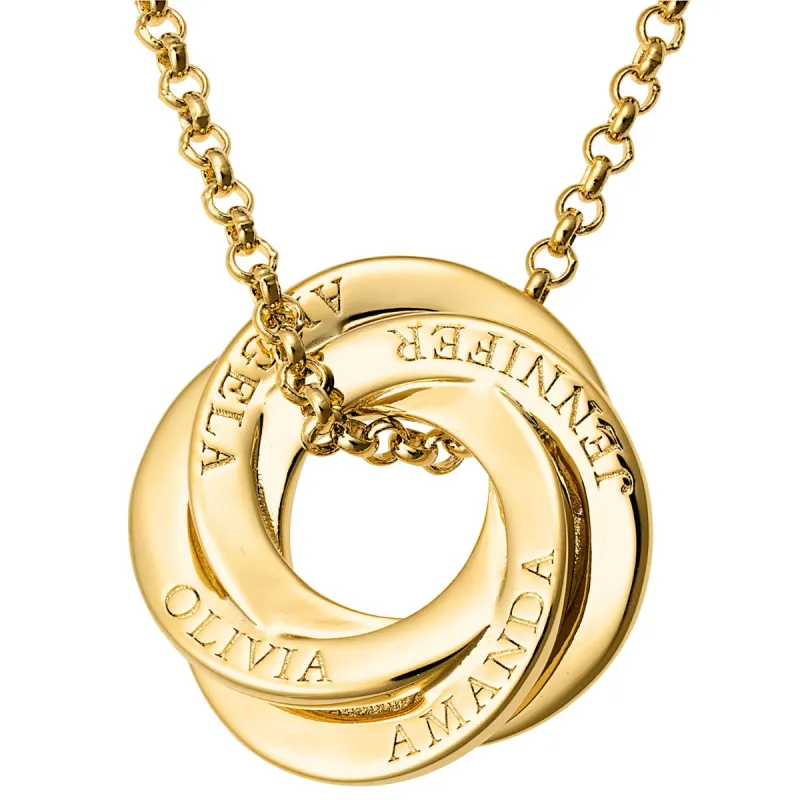 14K Gold Plated Interlocking Rings Name Necklace sold by Limoges Jewelry