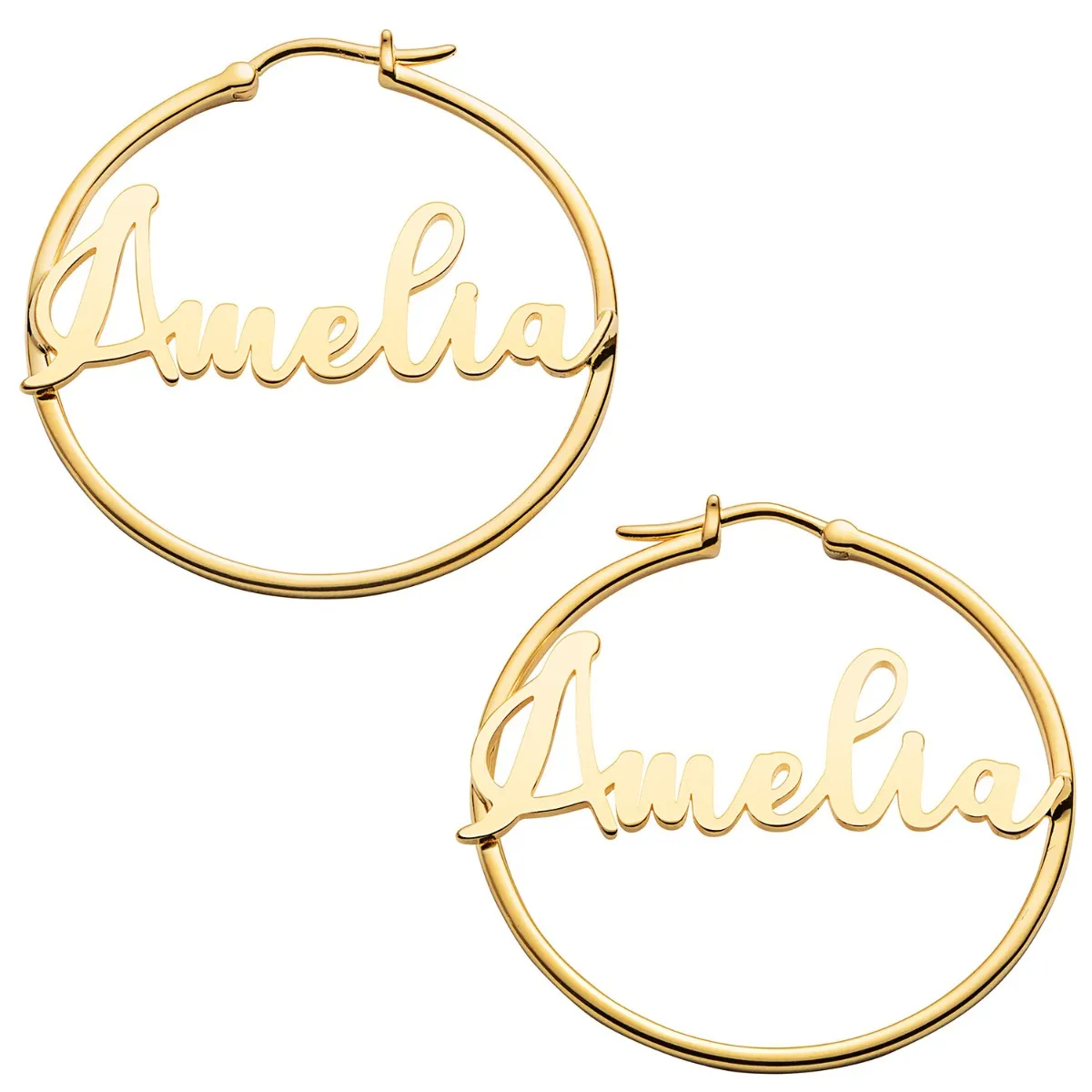 Personalized Script Name Medium Hoop Earrings sold by Limoges Jewelry product image thumbnail 5