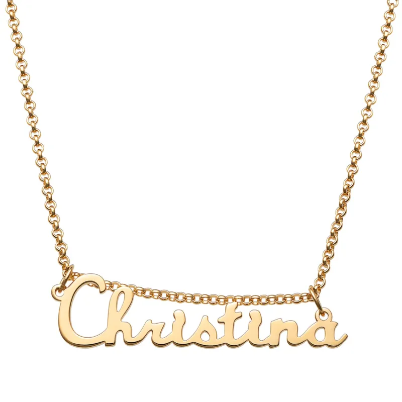 14K Gold over Sterling Script Name Necklace sold by Limoges Jewelry
