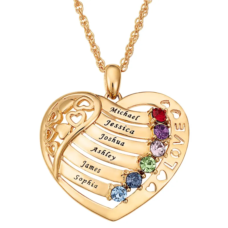 Family Heart Birthstone LOVE Pendant sold by Limoges Jewelry