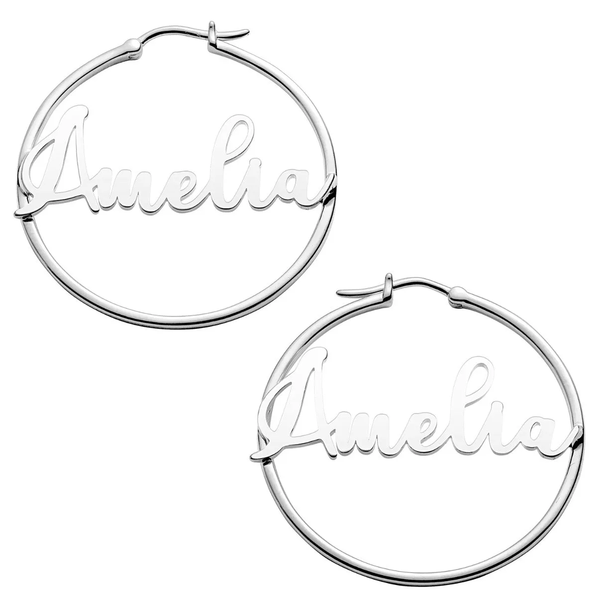 Personalized Script Name Medium Hoop Earrings sold by Limoges Jewelry product image thumbnail 2