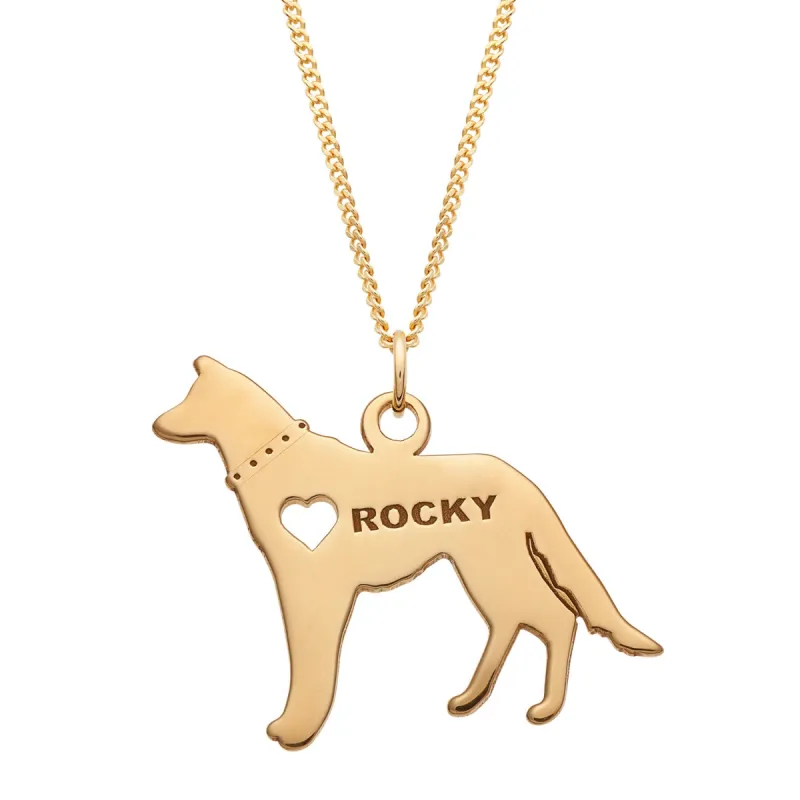 14K Gold over Sterling Engravable German Shepherd Dog Necklace sold by Limoges Jewelry