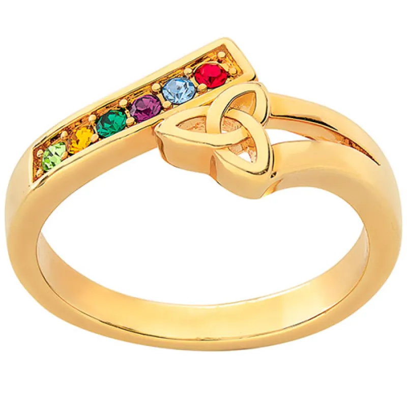 14K Gold Plated Trinity Bypass Birthstone Ring sold by Limoges Jewelry