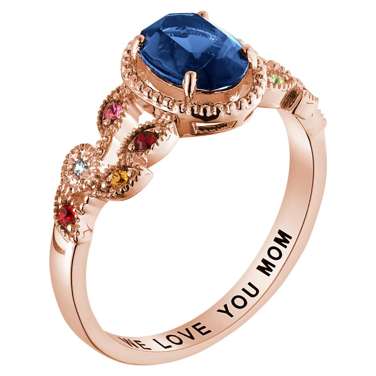14K Rose Gold Plated Mother's Oval Family Birthstone Ring sold by Limoges Jewelry product image thumbnail 2
