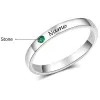 Silver Plated Engraved Birthstone Stackable Band Ring sold by Limoges Jewelry