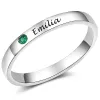 Silver Plated Engraved Birthstone Stackable Band Ring sold by Limoges Jewelry