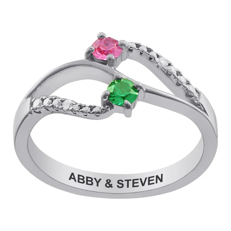 Sterling Silver Couple's Birthstone and Diamond Accent Ring sold by Limoges Jewelry