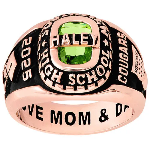 Ladies Rose Gold CELEBRIUM Personalized-Top Traditional Class Ring sold by Limoges Jewelry