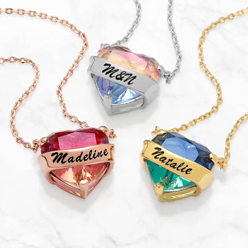 Name Wrapped Iridescent Heart Necklace sold by Limoges Jewelry