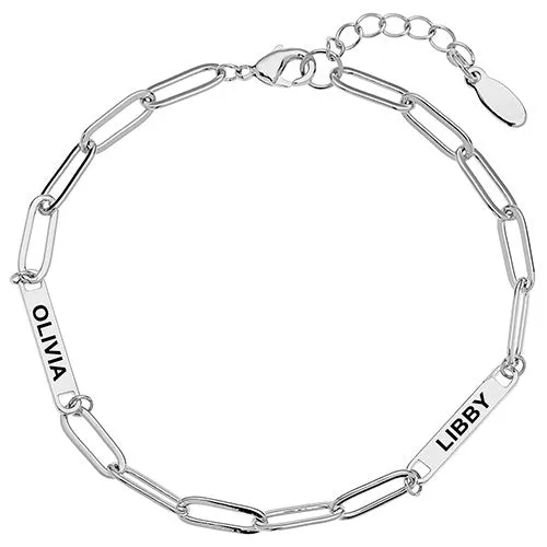 Silver Plated Engraved Paperclip Station Bracelet sold by Limoges Jewelry product image thumbnail 5