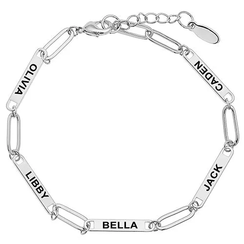 Silver Plated Engraved Paperclip Station Bracelet sold by Limoges Jewelry product image thumbnail 2