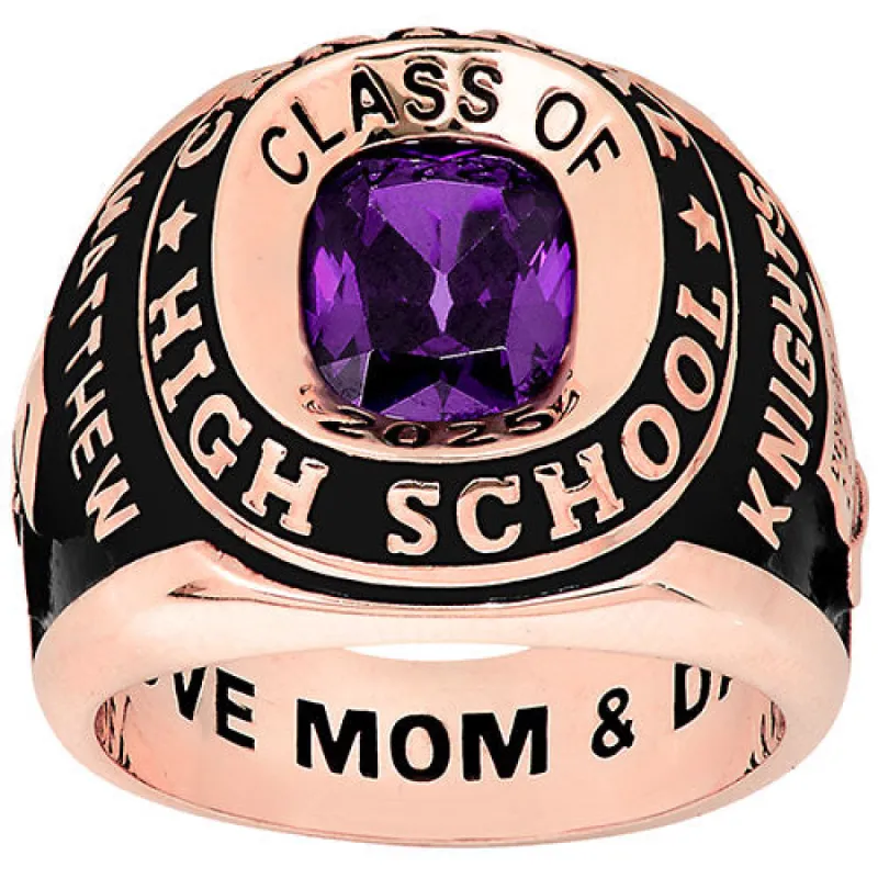 Men's Rose Gold CELEBRIUM Double Row Traditional Class Ring sold by Limoges Jewelry