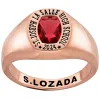 Ladies' 14k Rose Gold Plated Minimal Birthstone Signet Class Ring sold by Limoges Jewelry