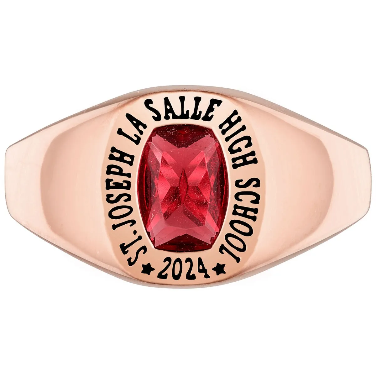 Ladies' 14k Rose Gold Plated Minimal Birthstone Signet Class Ring sold by Limoges Jewelry product image thumbnail 2