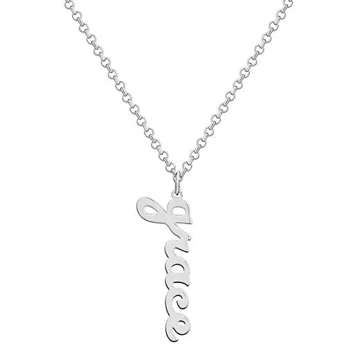 Sterling Silver Vertical Lowercase Script Name with Free Freshwater Pearl Earrings sold by Limoges Jewelry product image thumbnail 2