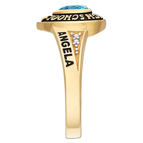 Ladies' Yellow Celebrium Traditional Heart Birthstone with CZ Accents Class Ring sold by Limoges Jewelry product image thumbnail 4