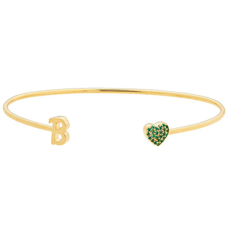 From the Heart 14K Gold Plated Initial and Birthstone Heart Flexible Bracelet sold by Limoges Jewelry