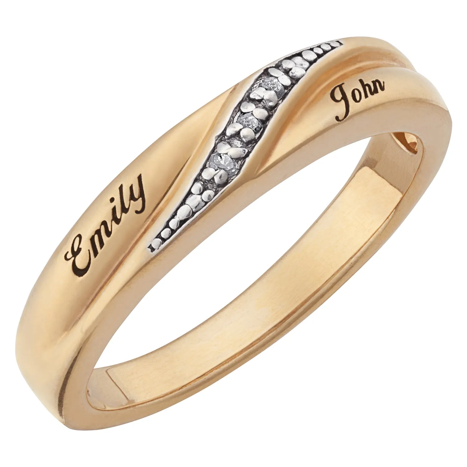 10K Yellow Gold Ladies Engraved Name Diamond Wedding Band sold by Limoges Jewelry product image thumbnail 2