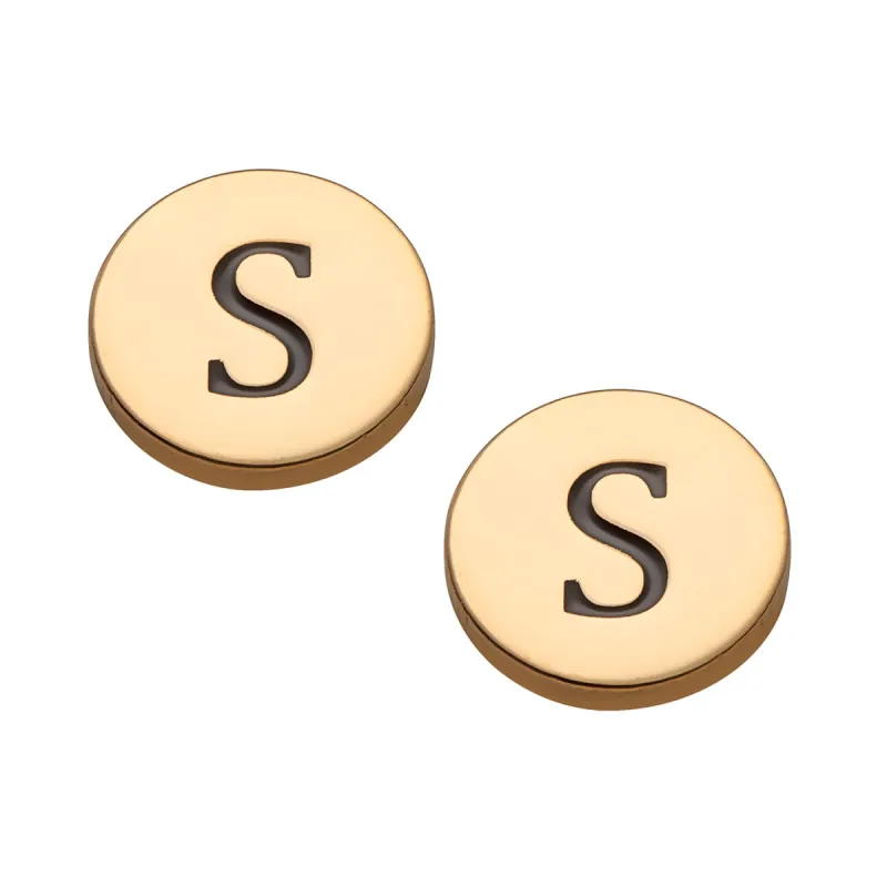 14K Gold over Sterling Petite Engraved Initial Disc Earrings sold by Limoges Jewelry