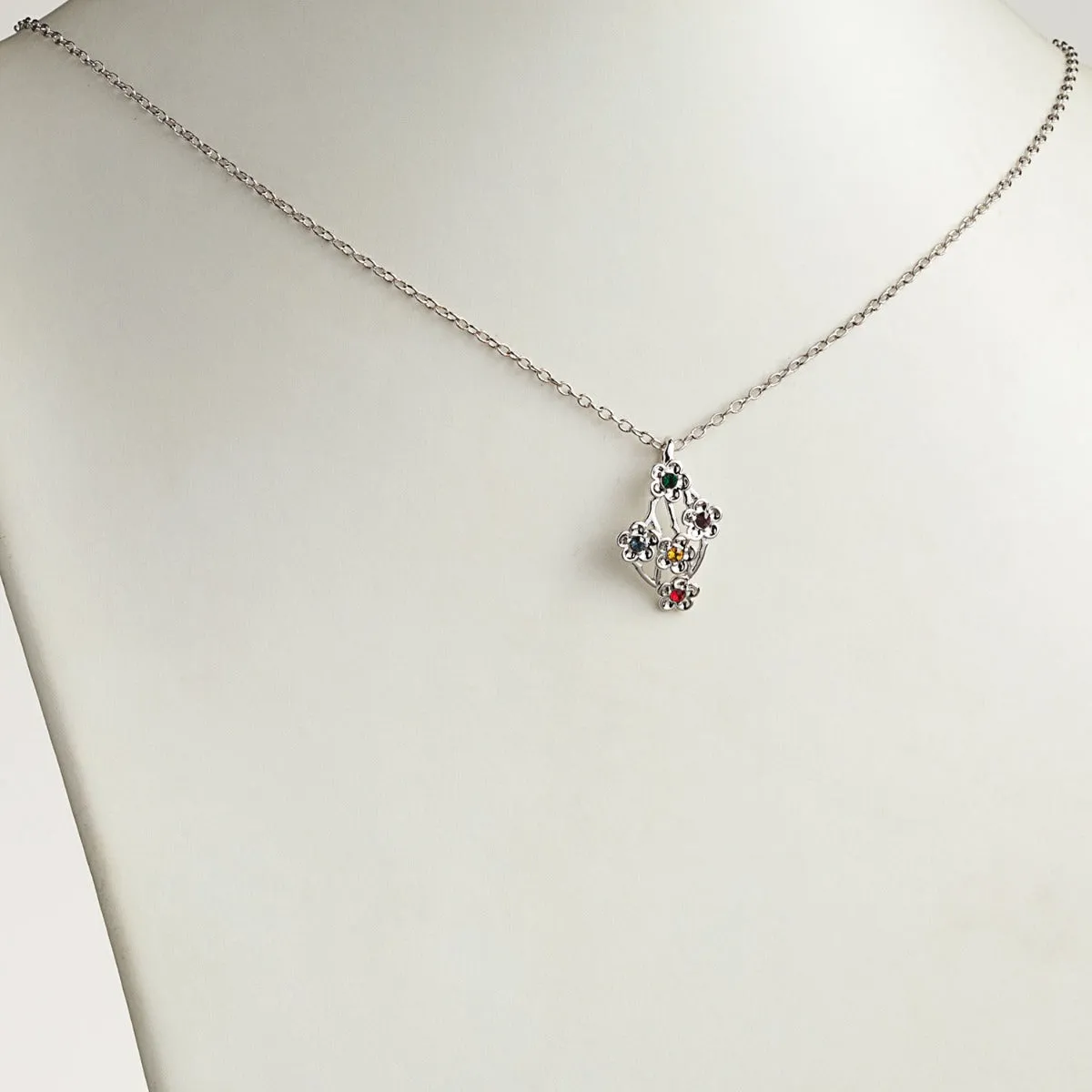 Sterling Silver Family Flower Birthstone Necklace sold by Limoges Jewelry product image thumbnail 2