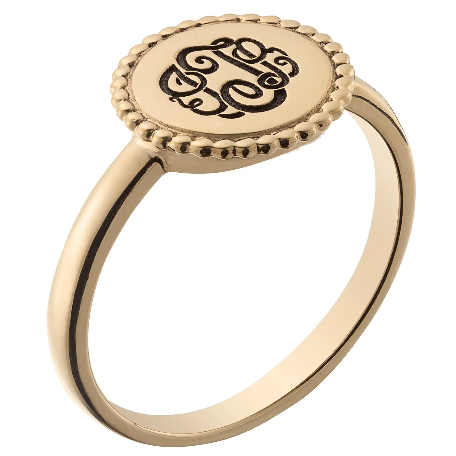 14K Gold over Sterling Monogram Round Roped Ring sold by Limoges Jewelry product image thumbnail 2