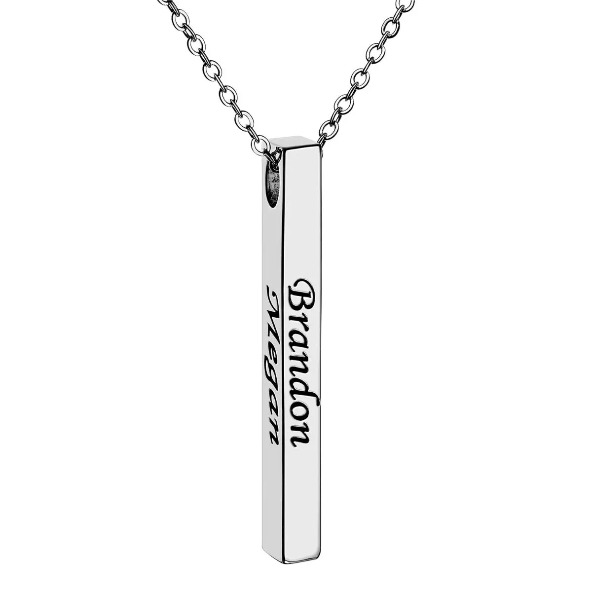 Vertical 4-sided Bar 'Thankful' Engraved Name Necklace sold by Limoges Jewelry product image thumbnail 3